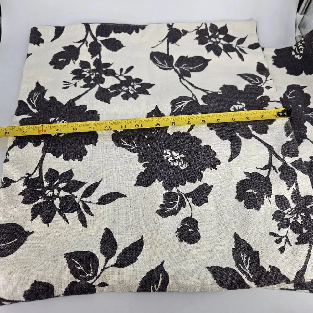 IKEA SVÄRDKRISSLA Pillow Covers Set of 2 20x20 Floral Black White Button Closure